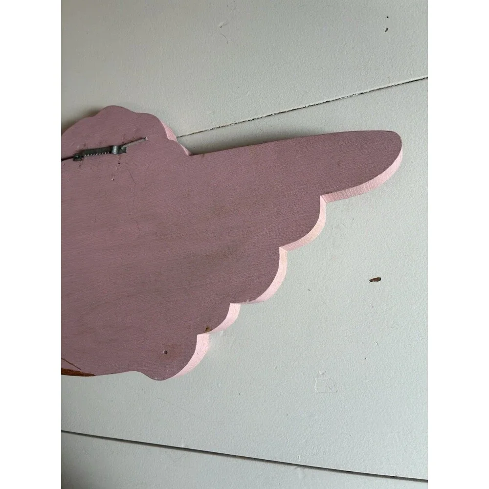 Vintage Signed ‘84 Angel Plaque with Rack Holder Folk Art Cottagecore Nursery